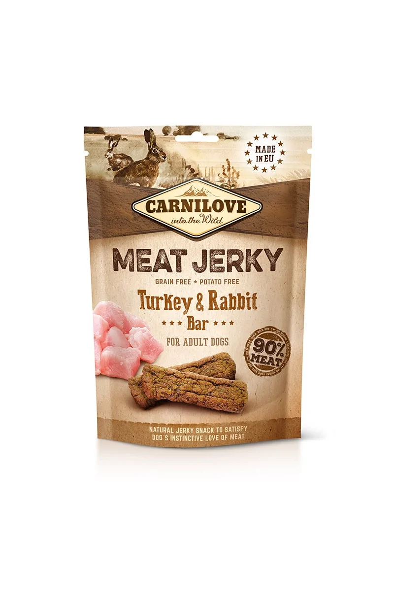 Proteinas Pero Adulto Carnilove Jerky Conejo Y Pavo Barritas 12X100Gr