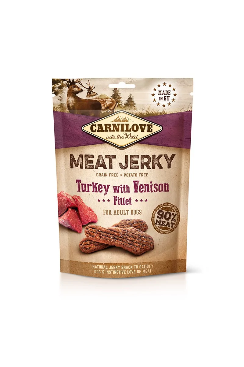 Proteinas Pero Adulto Carnilove Jerky Venado Y Pavo Filetes 12X100Gr