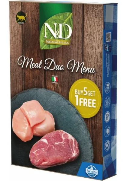 Comida Natural Gato Farmina N&D Cat Natural Meat Duo Menu 6X70Gr