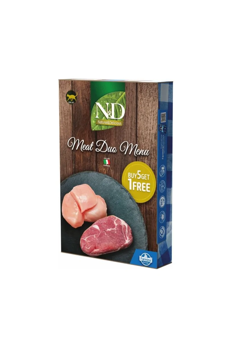 Comida Natural Gato Farmina N&D Cat Natural Meat Duo Menu 6X70Gr