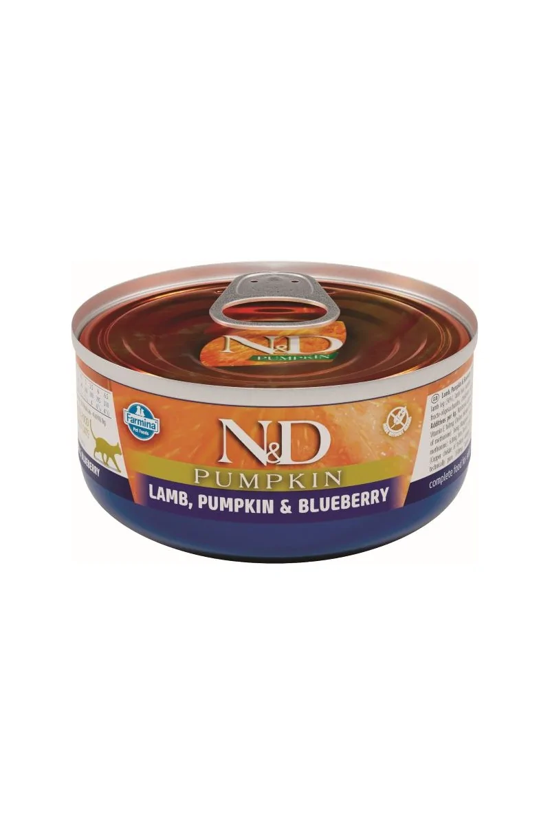 Comida Natural Gato Farmina Nd Cat Pumpkin Cordero Caja 24X70Gr