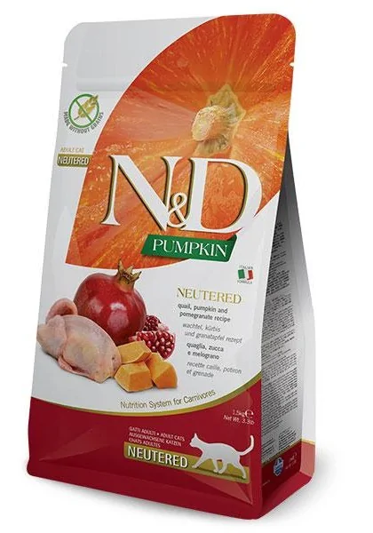 Comida Natural Gato Farmina Nd Cat Pumpkin Neutered Codorniz 1,5Kg