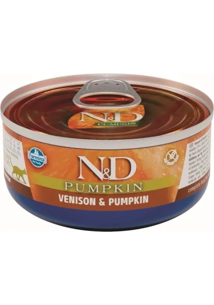 Comida Natural Gato Farmina Nd Cat Pumpkin Venado Caja 24X70Gr