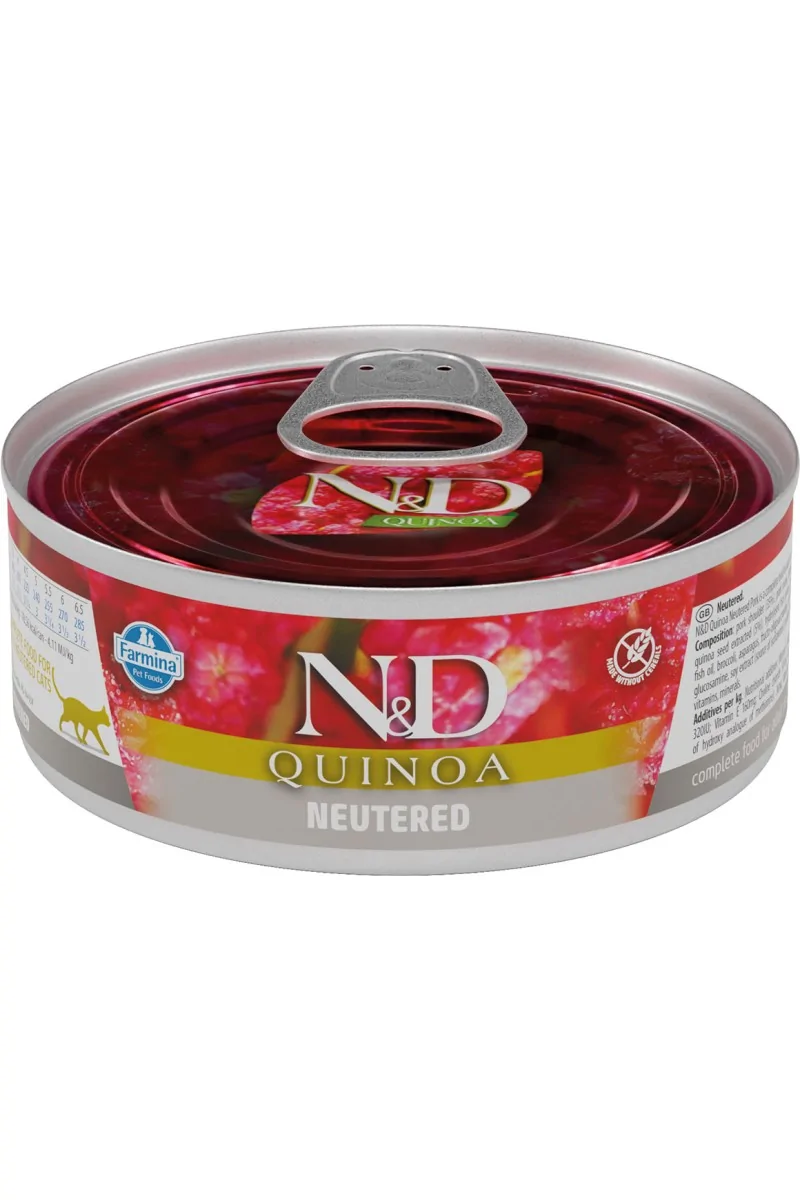 Comida Natural Gato Farmina Nd Cat Quinoa Neutered Caja 24X80Gr