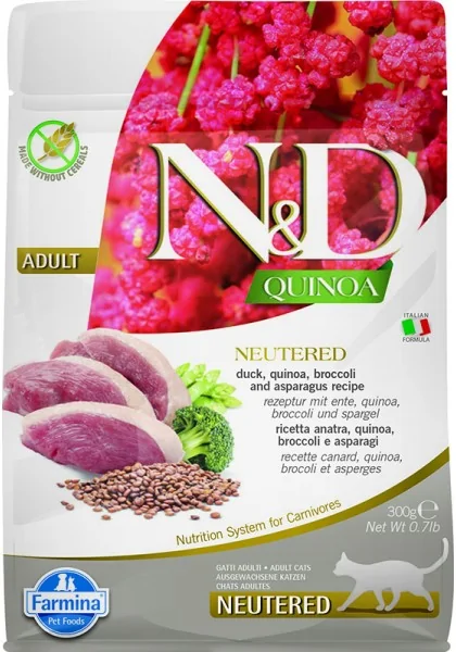 Comida Natural Gato Farmina Nd Cat Quinoa Neutered Pato 300Gr