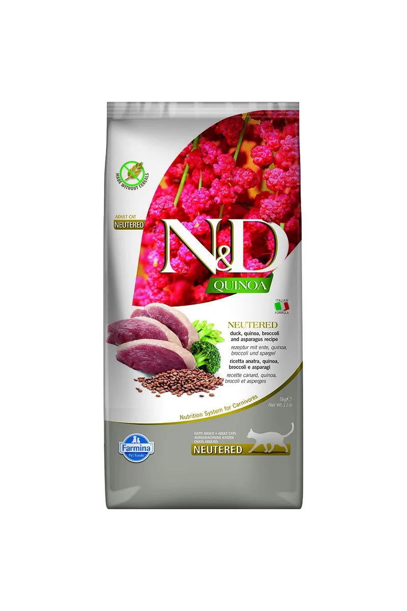 Comida Natural Gato Farmina Nd Cat Quinoa Neutered Pato 5Kg