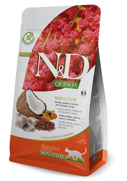 Comida Natural Gato Farmina Nd Cat Quinoa Skin Coat Arenque 1,5Kg