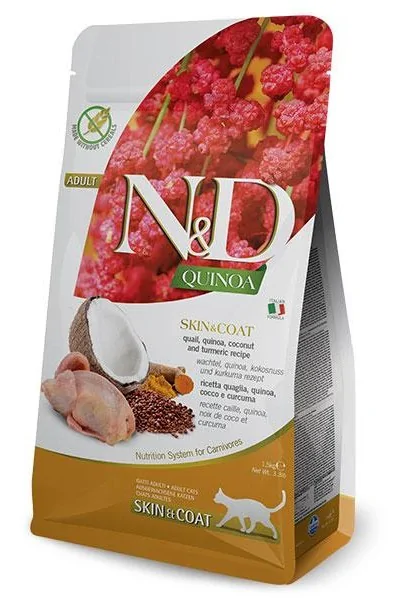 Comida Natural Gato Farmina Nd Cat Quinoa Skin Coat Codorniz 1,5Kg