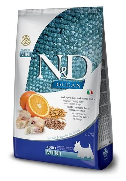 Comida Natural Perro Farmina Nd Dog Ocean Low Grain Mini Bacalao 800Gr