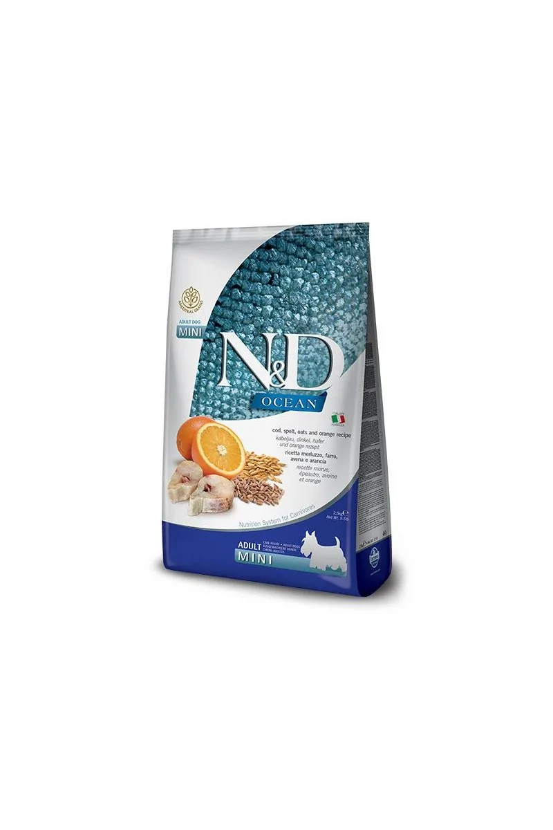 Comida Natural Perro Farmina Nd Dog Ocean Low Grain Mini Bacalao 800Gr