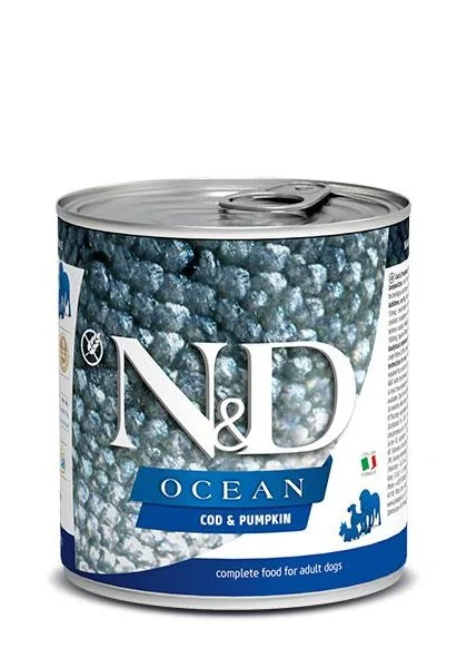 Comida Natural Perro Farmina Nd Dog Ocean Pumpkin Bacalao Caja 6X285Gr