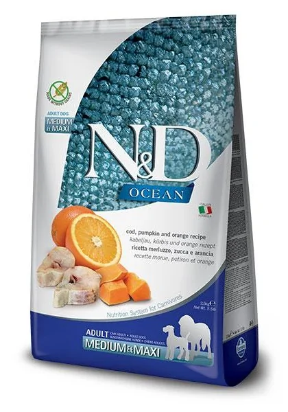 Comida Natural Perro Farmina Nd Dog Ocean Pumpkin Medium Maxi Bacalao 2,5Kg