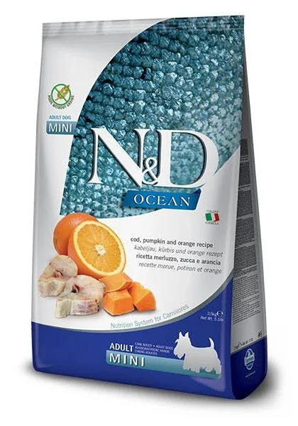 Comida Natural Perro Farmina Nd Dog Ocean Pumpkin Mini Bacalao 7Kg