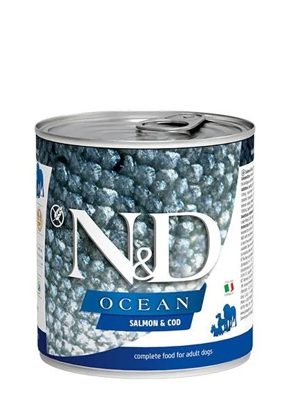 Comida Natural Perro Farmina Nd Dog Ocean Salmon Bacalao Caja 6X285Gr