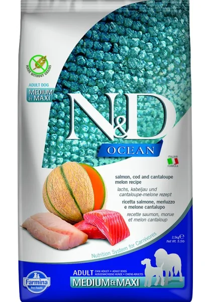 Comida Natural Perro Farmina Nd Dog Ocean Salmon Bacalao Medium Maxi 2,5Kg