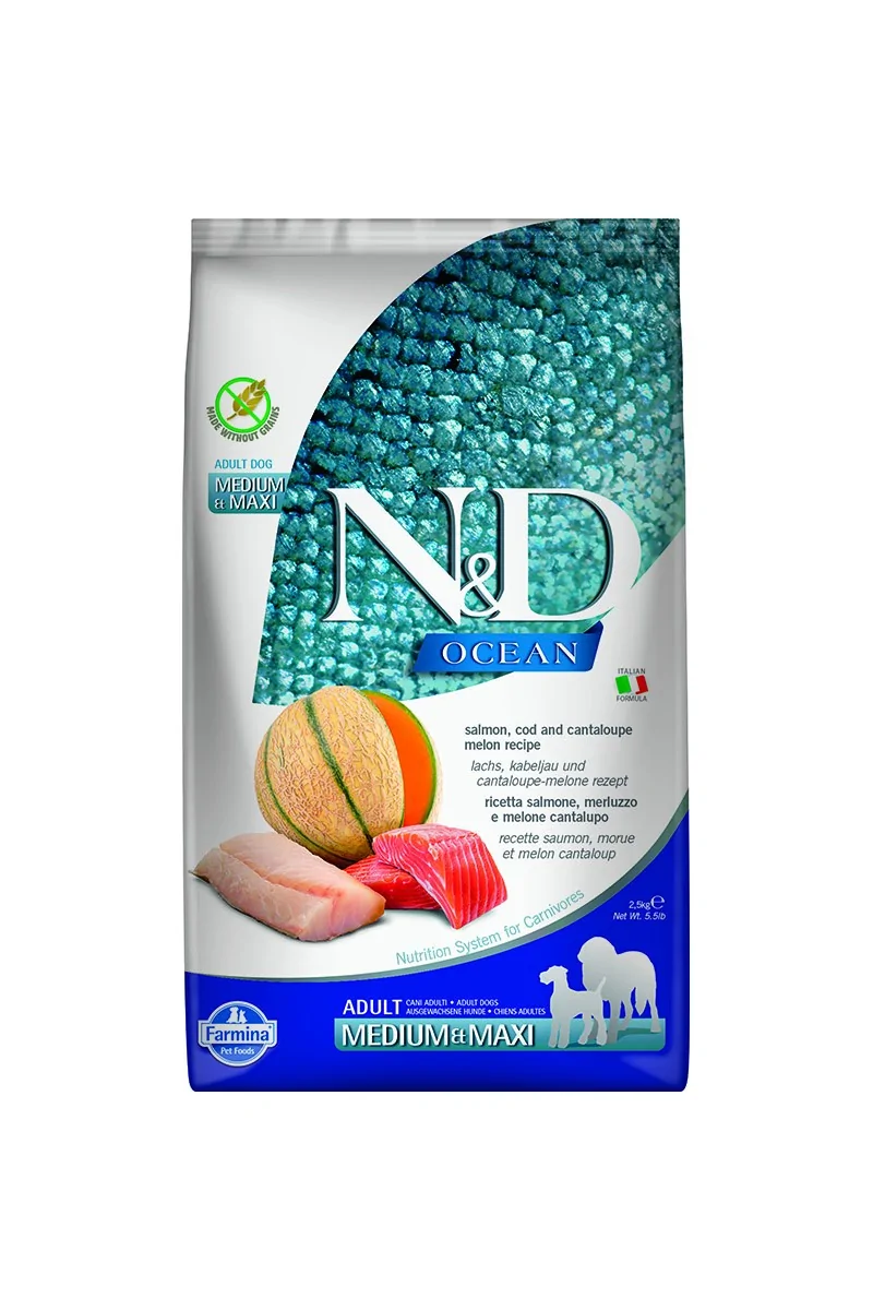 Comida Natural Perro Farmina Nd Dog Ocean Salmon Bacalao Medium Maxi 2,5Kg