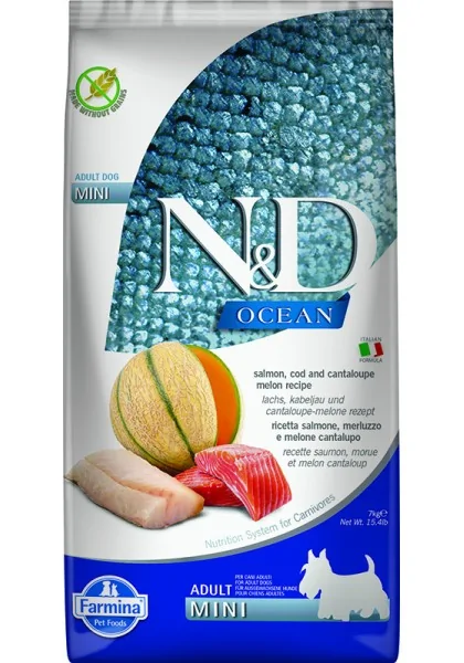 Comida Natural Perro Farmina Nd Dog Ocean Salmon Bacalao Mini 7Kg