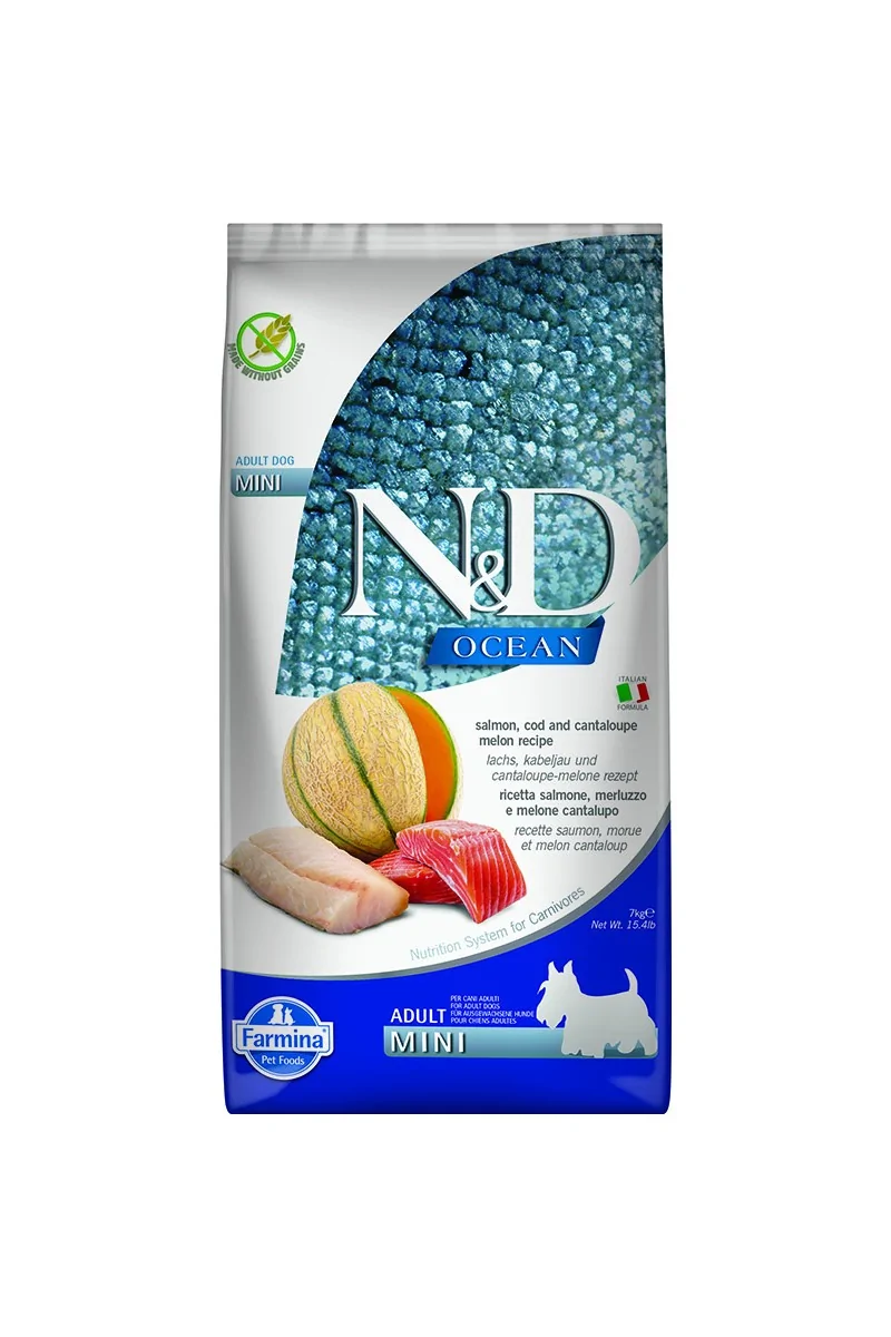 Comida Natural Perro Farmina Nd Dog Ocean Salmon Bacalao Mini 7Kg