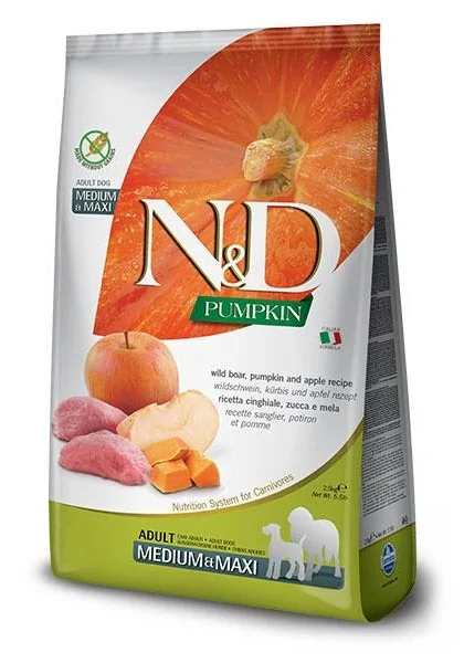 Comida Natural Perro Farmina Nd Dog Pumpkin Medium Maxi Jabali 12Kg