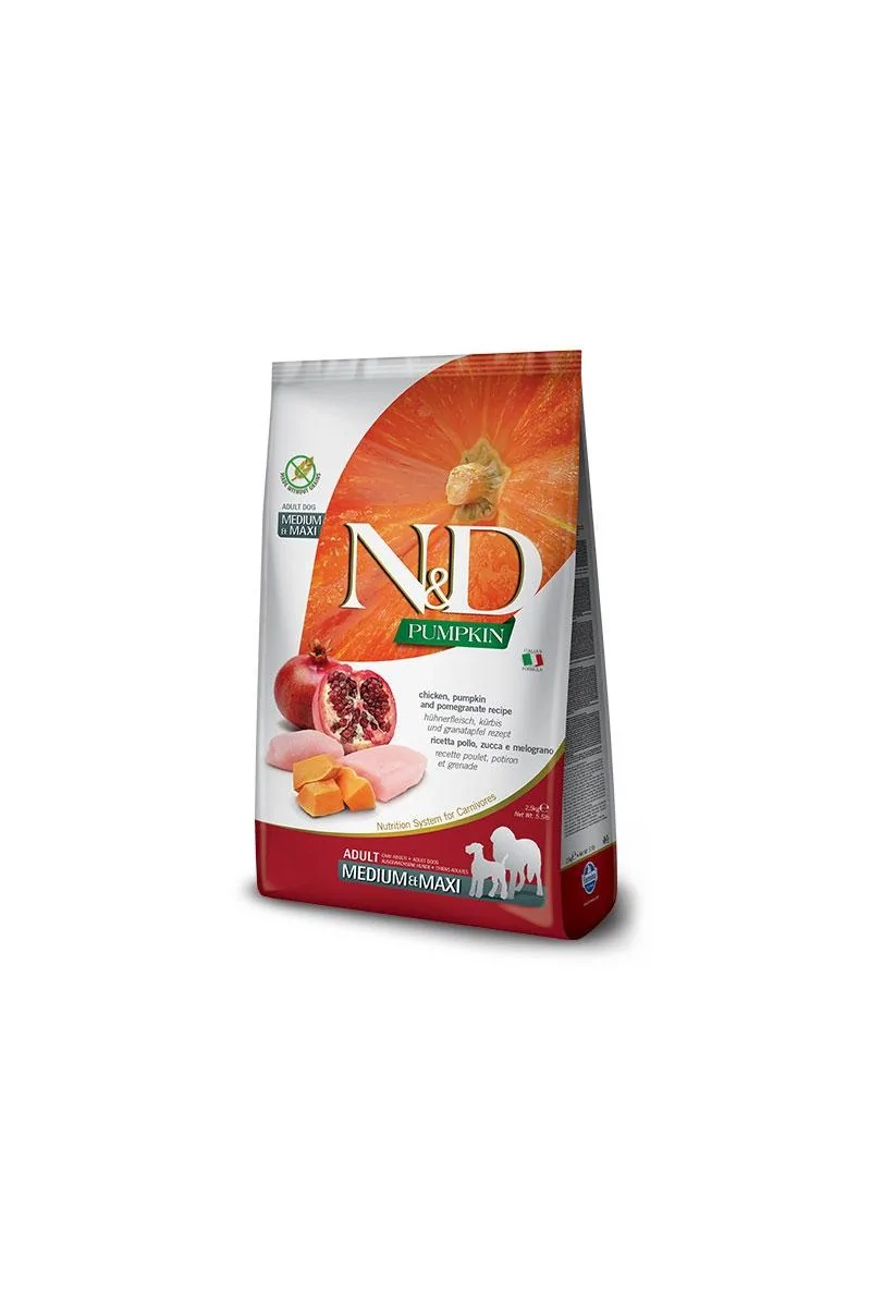 Comida Natural Perro Farmina Nd Dog Pumpkin Medium Maxi Pollo 12Kg