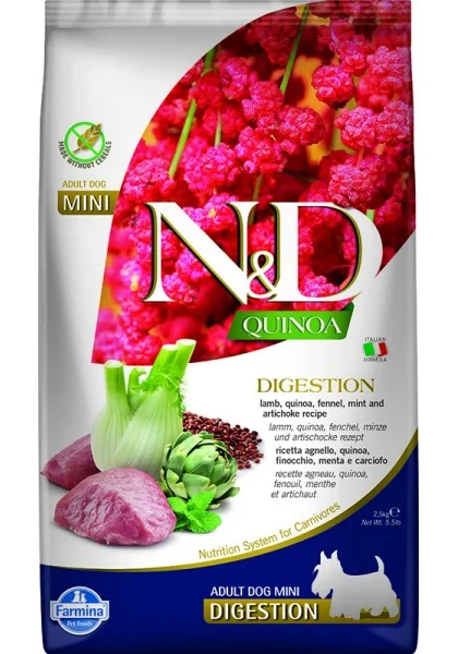 Comida Natural Perro Farmina Nd Dog Quinoa Digestion Cordero Mini 2,5Kg