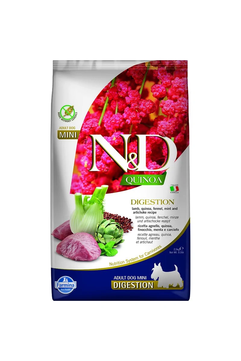 Comida Natural Perro Farmina Nd Dog Quinoa Digestion Cordero Mini 2,5Kg