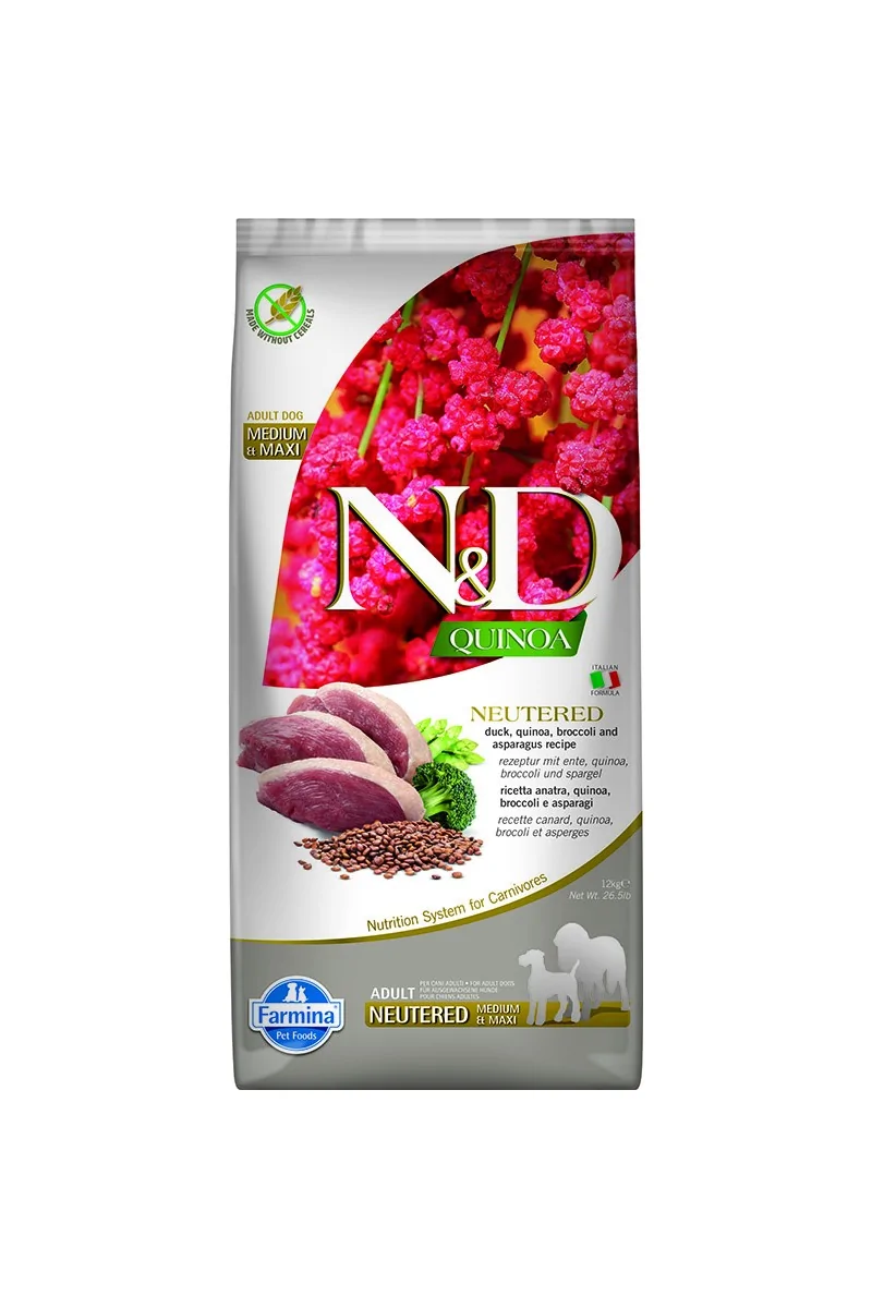 Comida Natural Perro Farmina Nd Dog Quinoa Neutered Pato Medium Maxi 12Kg