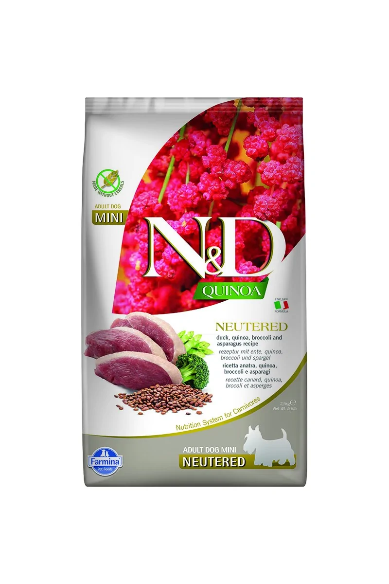 Comida Natural Perro Farmina Nd Dog Quinoa Neutered Pato Mini 2,5Kg