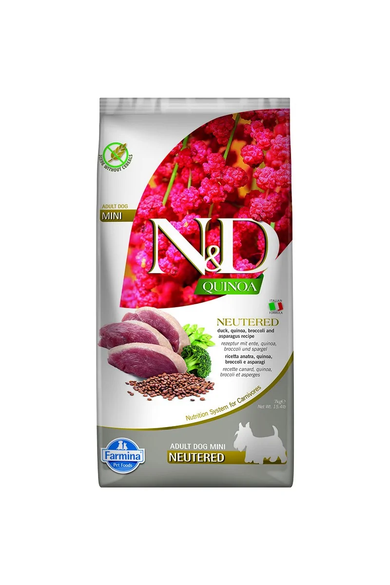 Comida Natural Perro Farmina Nd Dog Quinoa Neutered Pato Mini 7Kg