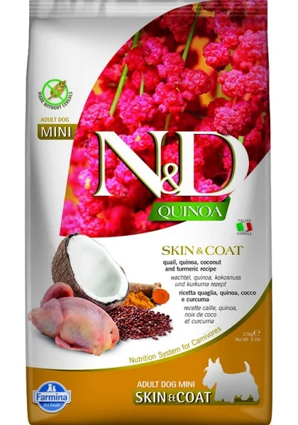 Comida Natural Perro Farmina Nd Dog Quinoa Skin Coat Codorniz Mini 2,5Kg