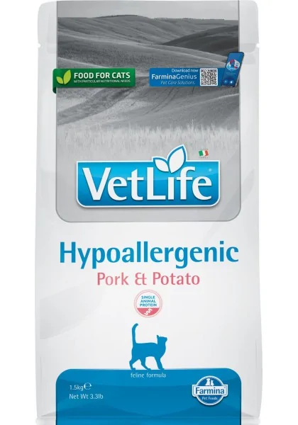 Comida Natural Gato Farmina Vet Life Cat Hypoallergenic Cerdo Adult 1,5Kg