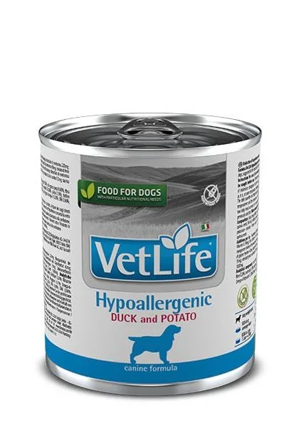 Comida Natural Perro Farmina Vet Life Dog Hypoallergenic Pato Caja 6X300Gr