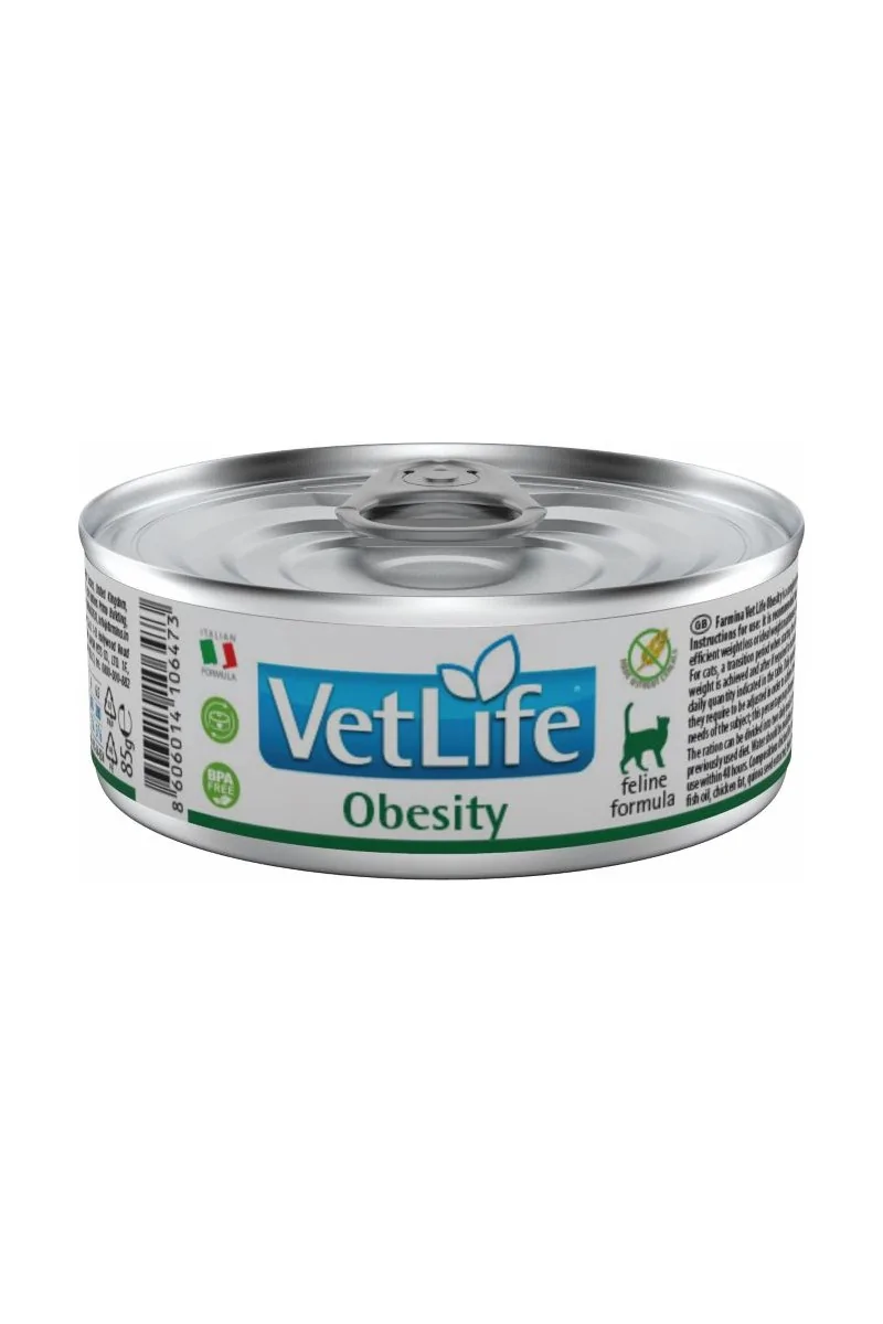 Comida Natural Gato Farmina Vet Life Natural Diet Cat Obesity 12X85Gr