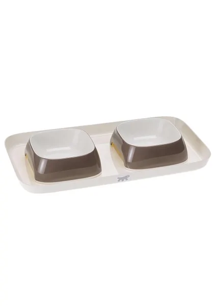 Ferplast Comedero Glam Tray 800Ml 40X23X5,5Cm Gris